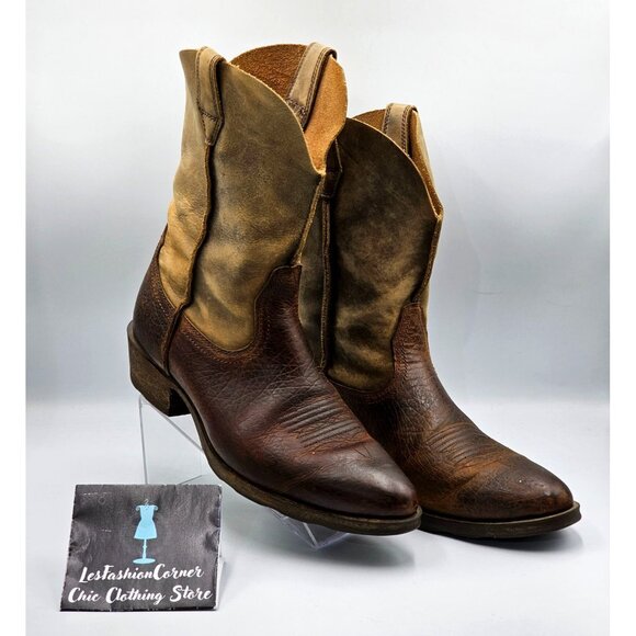 Ariat Men's Brown/Tan Leather Rambler Western Cowboy Boots Size 10.5D 2900 - Picture 4 of 15